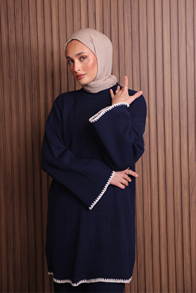 Balenbi Γυναικείο Σετ Πλεκτό Ισπανικό Μανίκι Τζιλάτο oversized Ράβδων 1147