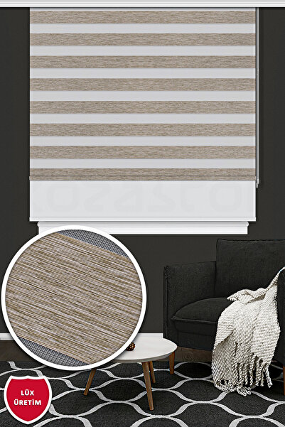 Kozastor Çift Mekanizmalı Koyu Bej Zebra Stor Perde İZ 125e V05
