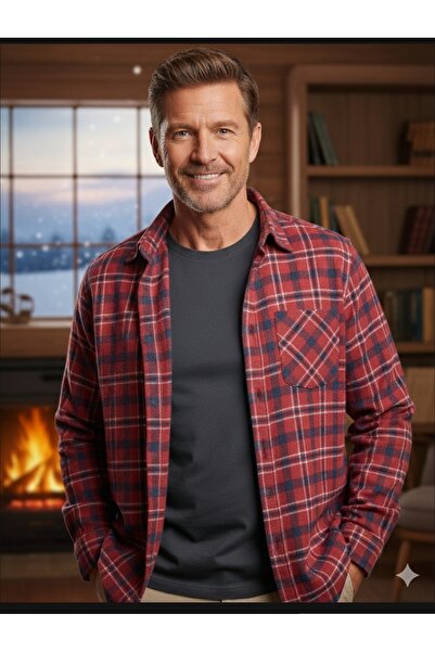 ADVANTE GÜNCÜOĞLU UZUN KOLLU CEPLİ  EKOSE DESENLİ KLASİK KIŞLIK ERKEK GÖMLEK