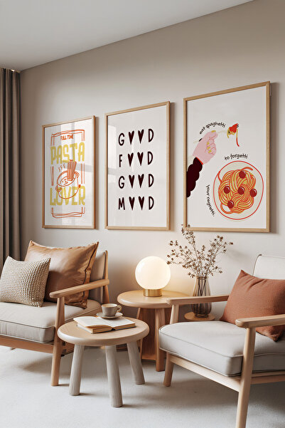 Zestia Set de pictură pe 3 paturi cu rame din lemn, Iubitor de prăjituri – Te...