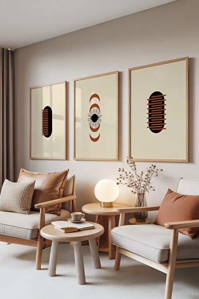 Zestia Set de 3 tablouri cu ramă din lemn, Cosmic Balance – Ciclul Lunii și S...