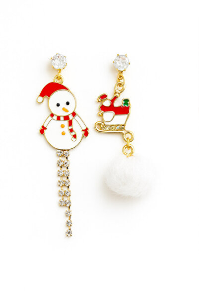 New Obsessions تماثيل عيد الميلاد المينا أقراط متدلية غير متناظرة