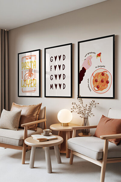 Zestia Set de pictură pe pânză din 3 piese cu ramă neagră, Iubitor de prăjitu...