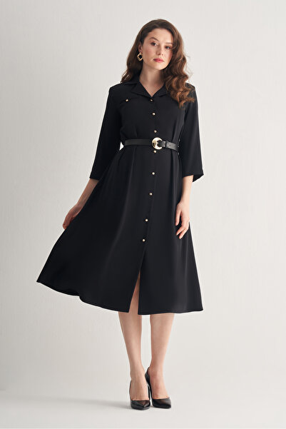 UTOPIAN Kemerli Truvakar Midi Elbise