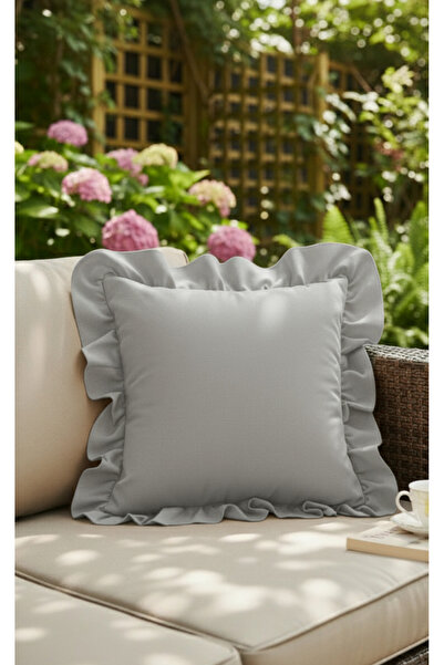 ALTINPAMUK Bohemian Gray Square Milano Frilly Throw Pillow Cover
