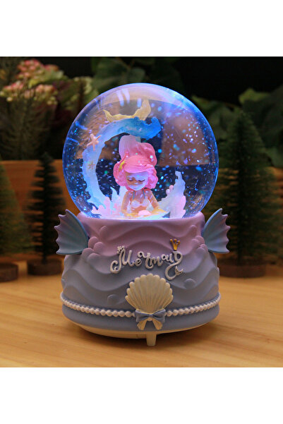 HEDİYEBİZİZ MERMAİD DENİZ KIZI Kar Motorlu, Işıklı ve Müzikli Mega Boy Kar Kü...