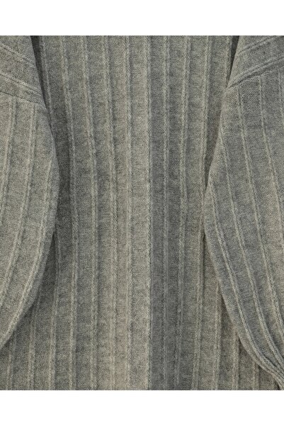 Modamorfo Corded Fabric Slit Yumoş Knitwear Tunic -Gray