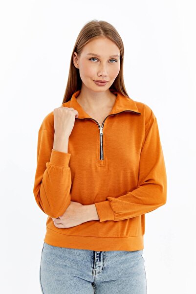 Maison La Femme Hanorac pentru femei cu fermoar și guler înalt