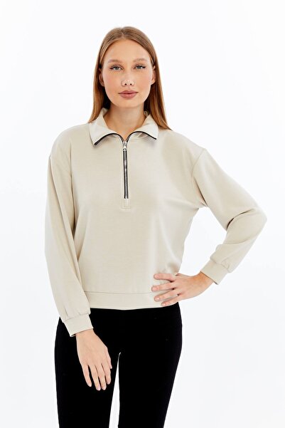 Maison La Femme Γυναικείο φούτερ με φερμουάρ ψηλός λαιμός