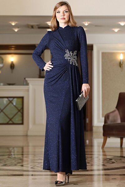 Aynur Tesettür Tesettür Giyim Feriha Simli ELESTAN Kumaş Elbise Tesettür Abiye