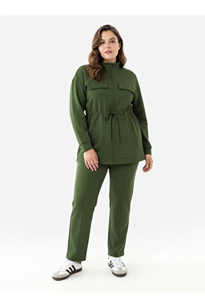ALİA Modern Form Plus Size Suit - Khaki -
