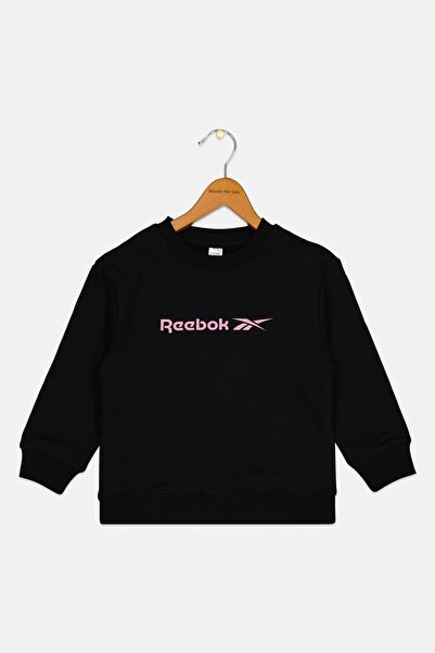 Reebok Toddlers Girl Brand Logo Long Sleeve Sweatshirt, Black