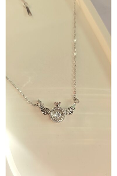 MİLUNXTE قلادة على شكل حلقة مجنحة - قلادة على شكل حلقة من حجر واحد - قلادة نس...