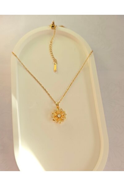 MİLUNXTE قلادة من الفولاذ على شكل زهرة دوارة - تصميم لامع وحركي - قلادة من ال...