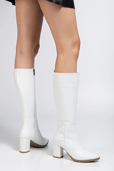 M&B COLLECT ΛΕΥΚΕΣ ΜΑΚΡΙΕΣ ΔΕΡΜΑΤΙΝΕΣ ΜΠΟΤΕΣ ΜΕ ΦΕΡΜΟΥΑΡ