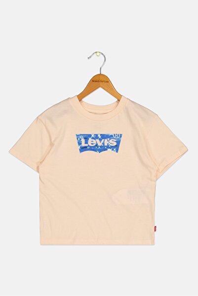 Levi's Toddlers Girl Short Sleeve Brand Logo T-Shirt, Peach