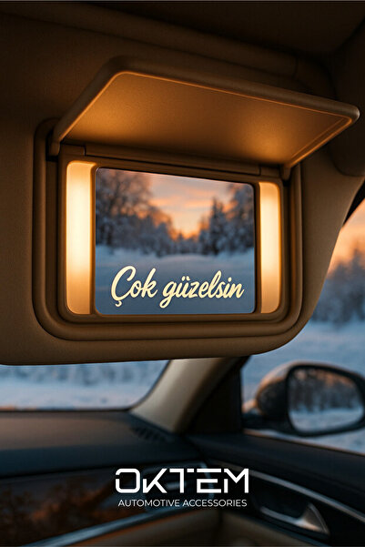 OKTEM Nameplate Çok Güzelsin Güneşlik Makyaj Aynası Yazısı 70x20mm Araba Moto...