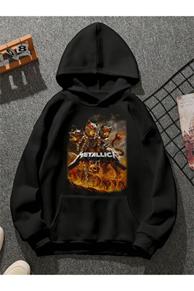 COMVİCHO سويت شيرت ميتاليكا19 مطبوع للجنسين