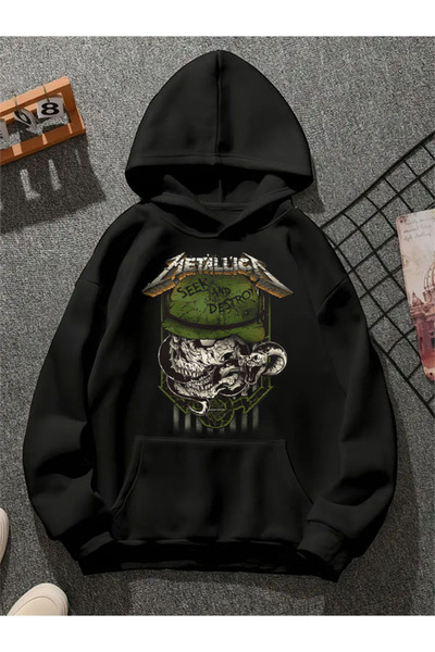 COMVİCHO سويت شيرت ميتال8 مطبوع للجنسين