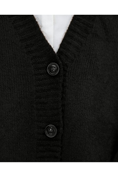 Modamorfo Buttoned Oversize Knitwear Cardigan -Black