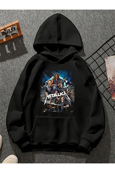 COMVİCHO سويت شيرت ميتاليكا18 مطبوع للجنسين