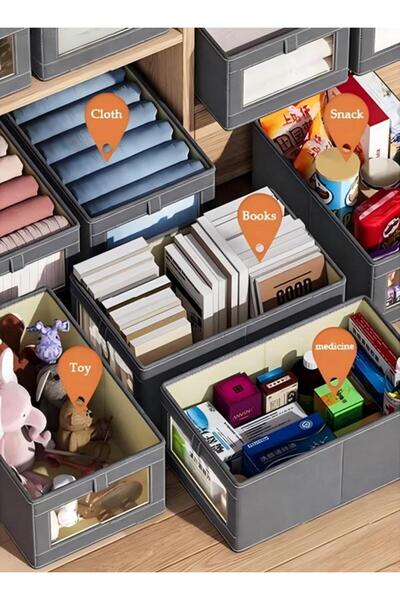 Generic منظم تخزين خزانة قابل للطي مكون من 3 قطع مع مقابض حمل