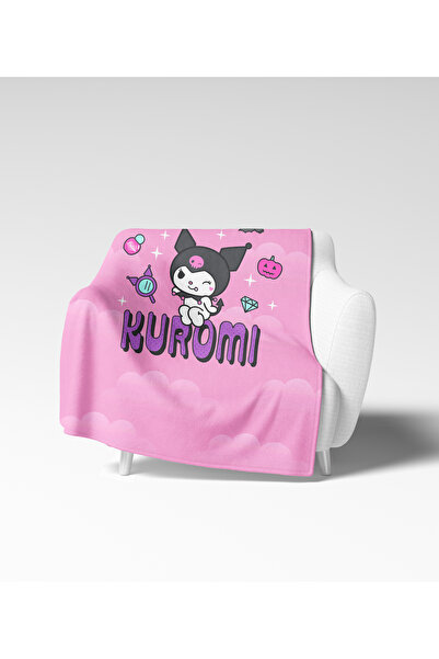 Erays Home Kuromi Themed 3D Printed Single Girl's Fleece Tv Blanket