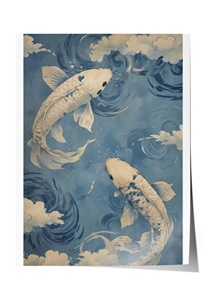 Zestia Αφίσα χωρίς πλαίσιο, Ψάρια Κόι, Μεταξύ Ιαπωνικών Κυμάτων, Αφίσα με Μπλ...