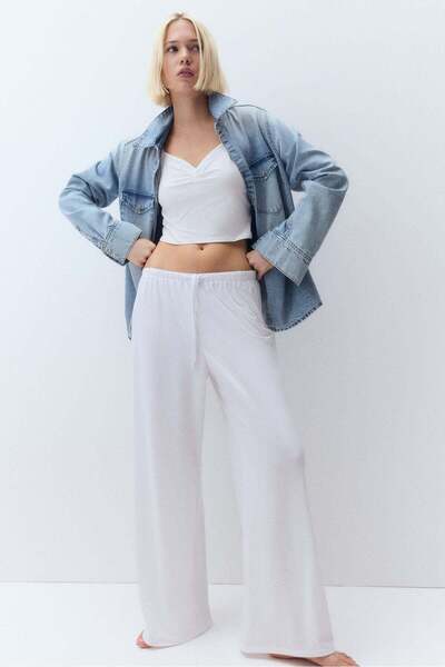 H&M بنطلون مستقيم برباط