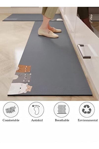 DOMEET طقم من قطعتين من حصائر وسجاد المطبخ، حصيرة متينة غير قابلة للانزلاق، حصيرة أرضية سريعة الجفاف من طين الدياتوم