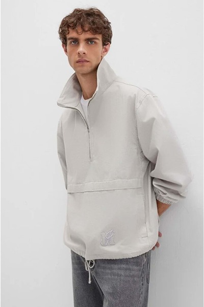 Mavi 0211684-70074 Men's Sweatshirt with Half Zipper and Kangaroo Pocket Gray