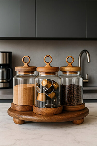 LOVER'S KİTCHEN aradığınız herşey 3'lü Dekoratif Akasya Kapaklı Akasya Altlık...