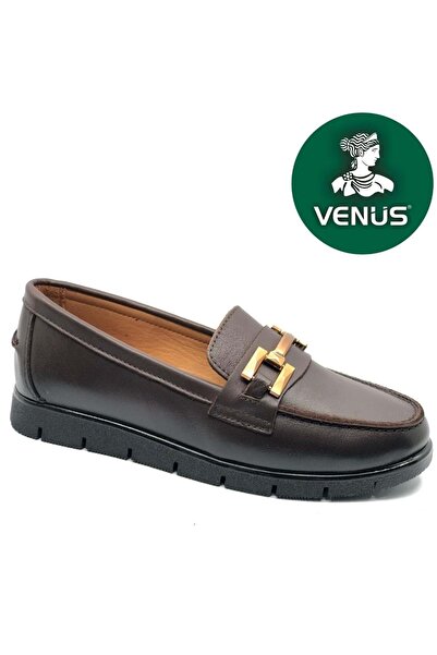 Venüs Kikir Genuine Leather Orthopedic Casual Women's Ballet Shoes Brown