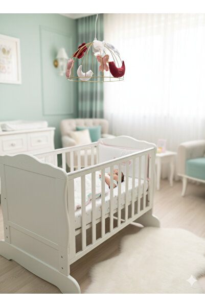 NGAHOME Kuş Desenli Zarif El yapımı Avize beyaz-kırmızı/bordo (Ampul Hediyeli...