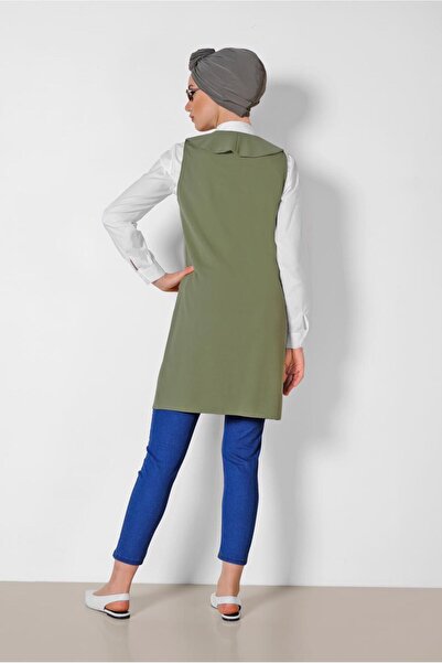 TRENDTESETTÜR WOMEN'S KHAKI (A.KHAKI) COLLAR WITH FLUFFY VEST T 4184