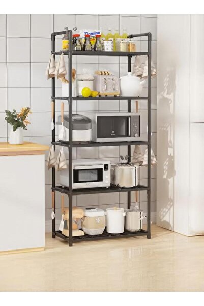 DOMEET أرفف تخزين من 5 طبقات، منظم أرفف مطبخ ثابت، رف تخزين مع مساند للذراعين...