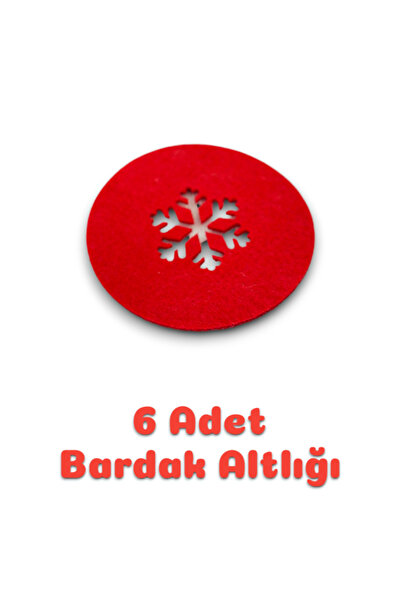 Karter İnovasyon Christmas Themed American Dinnerware Set for 6 People Red 24 Pieces, Christmas Decoration, Christmas Ornament