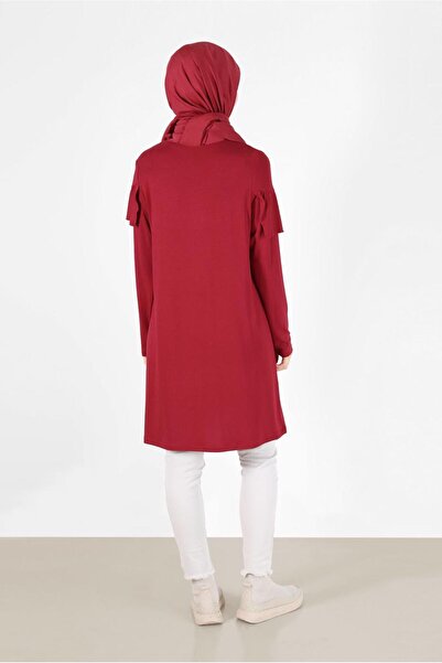 TRENDTESETTÜR Women's Red Ruffle Detail Tunic 41231
