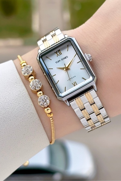 Tom Jones Gold Gümüş Renk Kadın Kol Saati ve Bileklik