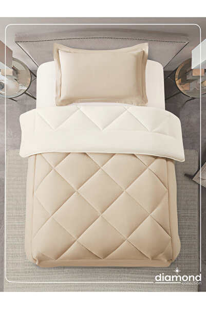 Donetella 2-Piece Comforter Set – Single Size 170x230 cm, Microfiber, Solid Quilted 350 Gsm Filling