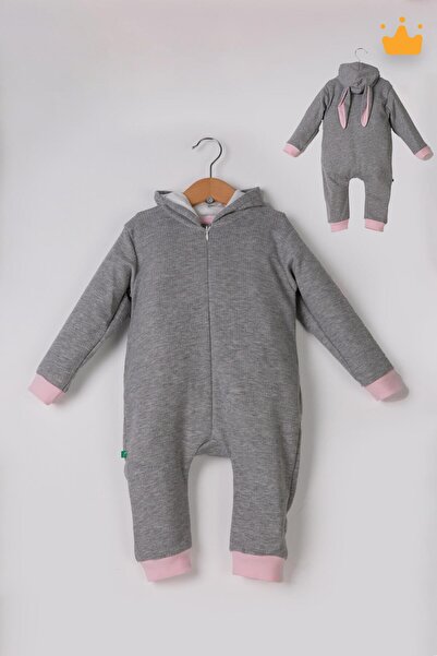 Babyhola Zippered Rabbit Eared Jumpsuit 5014