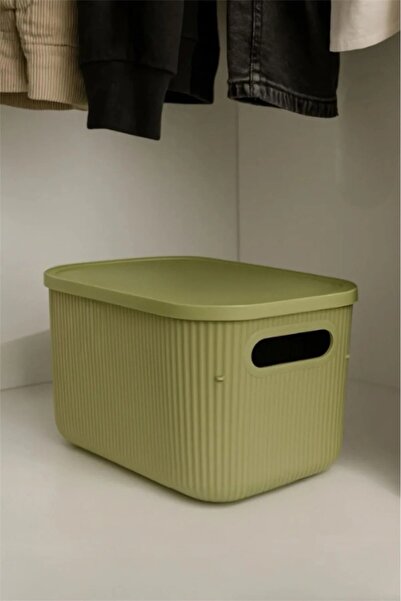 Bayev 1 bucată de depozitare 6 LT cutie verde pentru organizator în dulap cu capac, organizator decorativ pentru cutii de depozitare