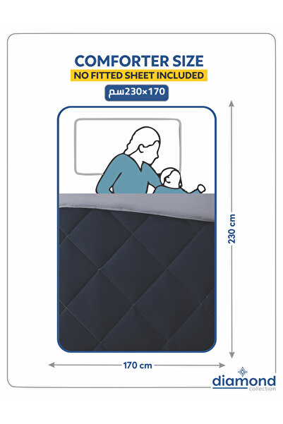 Donetella 2-Piece Comforter Set – Single Size 170x230 cm, Microfiber, Solid Quilted 350 Gsm Filling