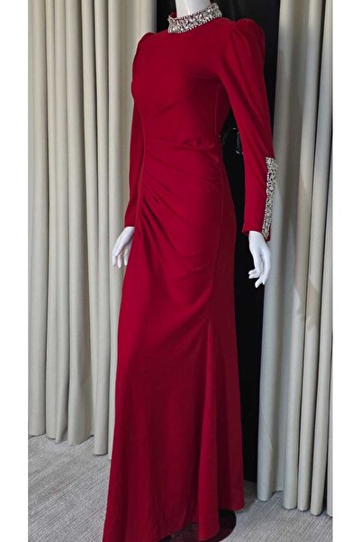 LEVAR Hand-embroidered crepe evening dress