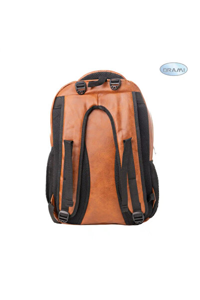 ORAMI PU Leather Laptop Backpack - Light Brown (Tan)