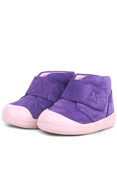 Rakerplus Yoohoo Genuine Leather Purple Powder Velcro Baby Girl Boots