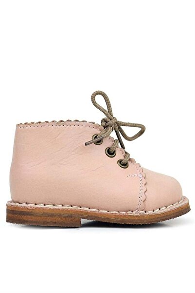 Rakerplus Handmade Genuine Leather Powder Pink Lace-Up Baby Girl Boots