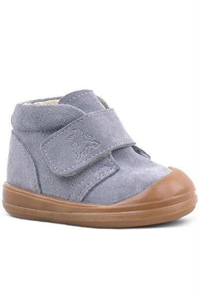 Rakerplus Yoohoo Genuine Leather Gray Velcro Unisex Baby Boots