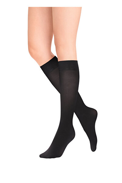 rossey Micro Medium Thick(40 D) Knee High Socks-black 500-(12 Pairs)