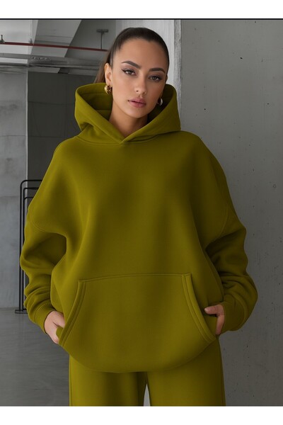 vikitekno Femeie cu glugă basic supradimensionat Swea tricou FISTIK